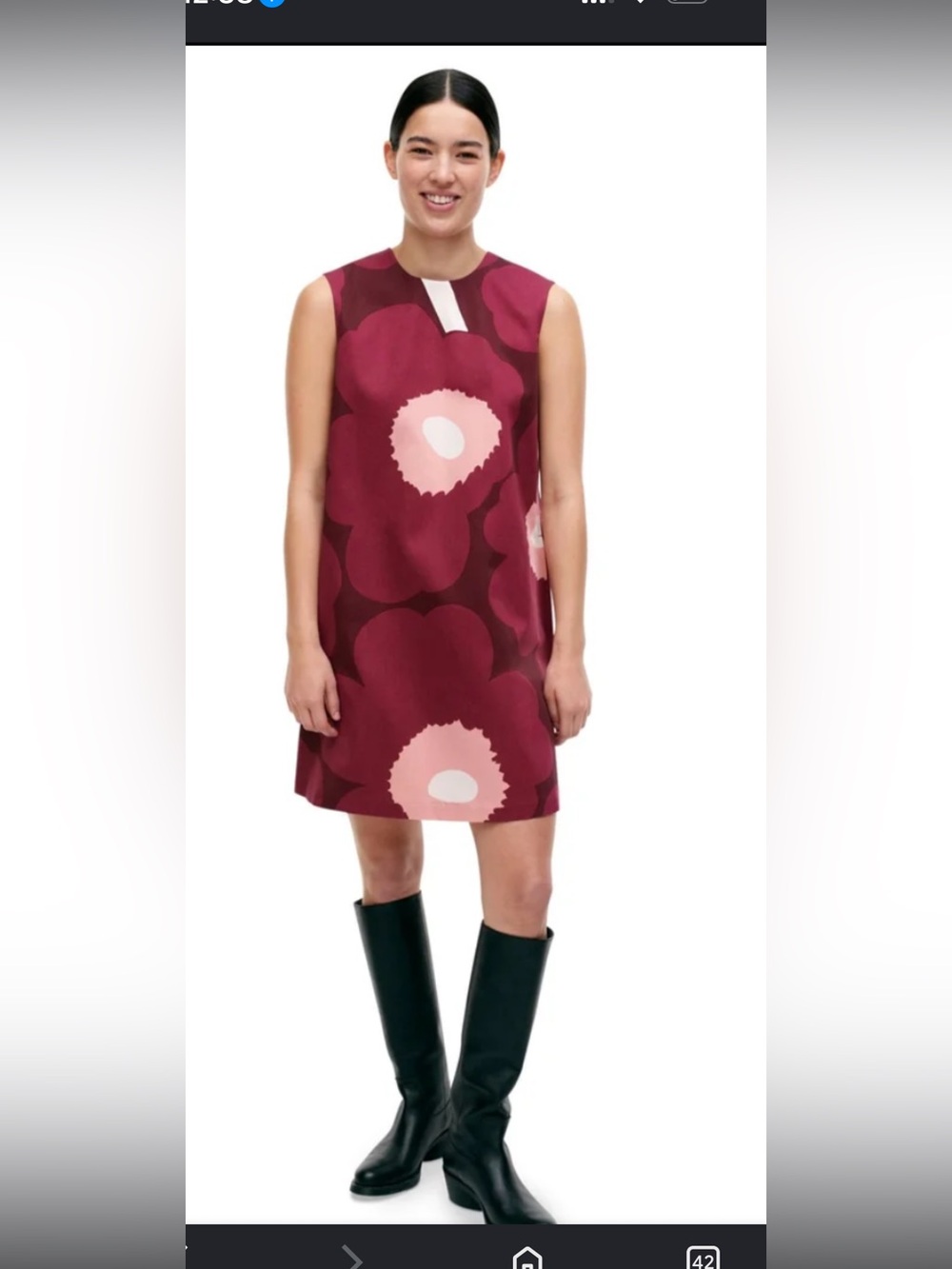 NWT Marimekko Siluetti Unikko Cotton Satin Dress side 34 is US 2